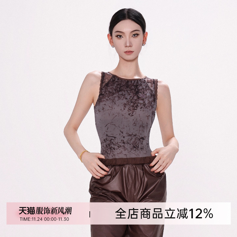 danzbaby芭蕾舞服女瑜伽体操服成人训练服印花网拼接练功体服B354