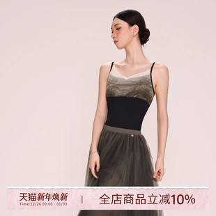 danzbaby芭蕾舞服女练功形体服成人瑜伽网纱拼接体服吊带体服B378