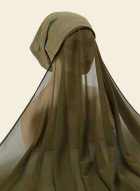 Pearl chiffon ladies Scarf set Beanie 2-in-1 Long Shawl Set