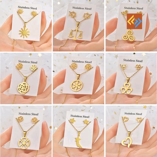 Titanium steel Set Necklace Earrings Stainless Steel Earring