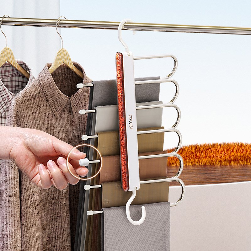 折叠裤架多功能多层裤子衣架家用魔术无痕裤夹衣柜收纳神器裤挂架