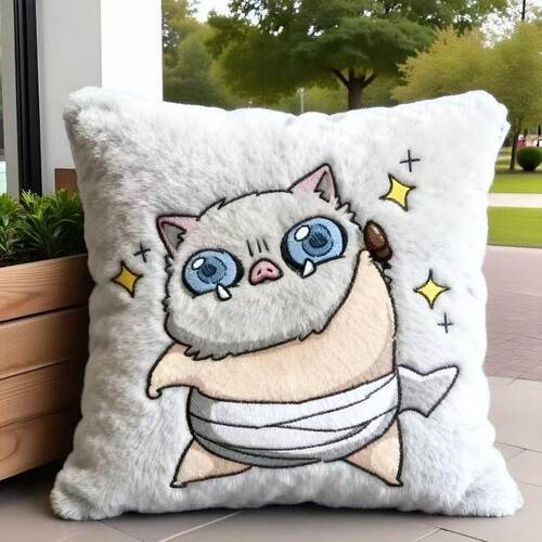 嘴平伊之助毛绒靠垫猪猪玩偶抱枕