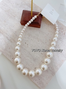 CHIC JEWELRY韩国饰品新款QUEEN夸张小众珍珠时尚个性项链锁骨链