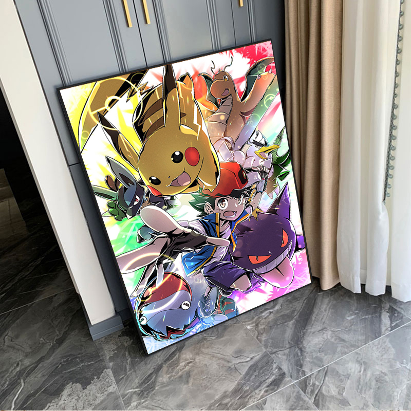 2025新款精灵宝可梦diy钻石画手工十字绣刺绣儿童卧室带框装饰画图片