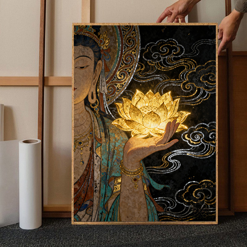 新款敦煌古韵佛手生莲diy钻石画