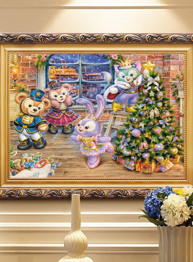 卡通星黛露紫色兔子钻石画满钻小件儿童房达菲熊圣诞贴钻画十字绣