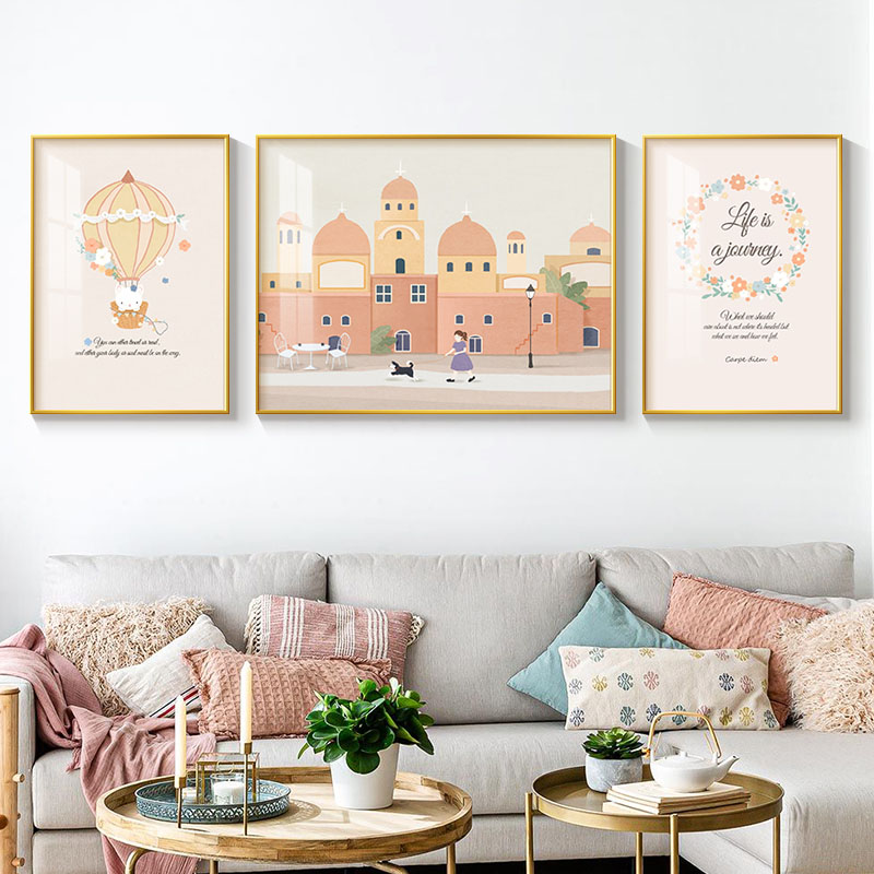 钻石画满钻客厅三联画简约现代带框的十字绣2025新款绣儿童房北欧