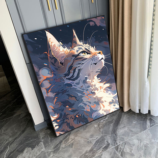 2025新款玄幻小猫系列钻石画手工diy十字绣高颜值客厅带框装饰画