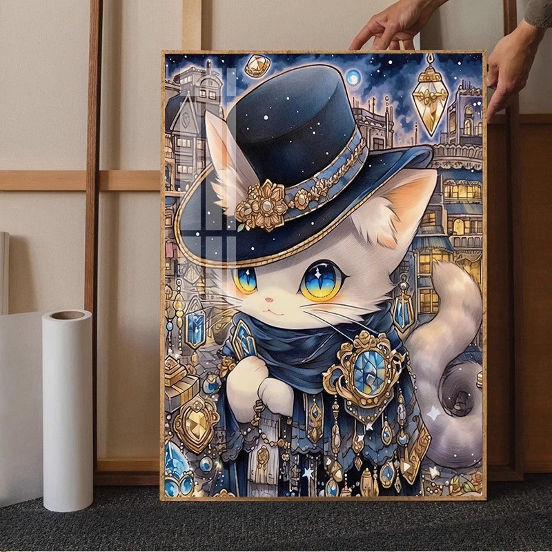 气质公爵猫咪钻石画2023新款十字绣水钻高级感儿童卡通十字绣手工