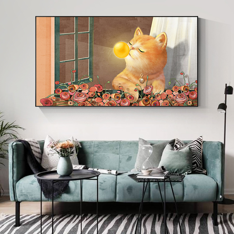 钻石画满钻客厅大幅点贴砖珠绣小猫十字绣2025新款绣简约现代diy
