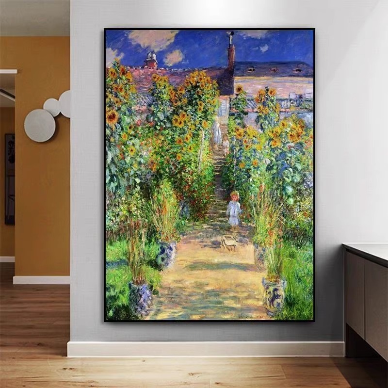 韦特伊莫奈花园钻石画油画风世界名画十字绣2025新款客厅高级感5d