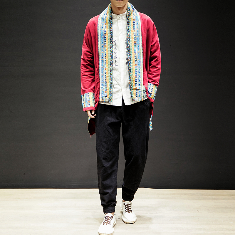 春季风大码男装中长款风衣拼色外套纯棉披风6020-1-8817/，男装风衣，电商B275