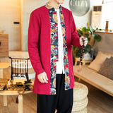 秋季风衬衫拼色上衣立领唐装改良汉服长袖男衬衣潮牌8819/P65，男装衬衫，电商B275