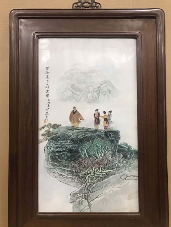 景德镇陶瓷瓷板画名家名作王锡良花梨木人物瓷板画