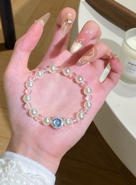 天然水晶蓝锆石手链轻奢小众