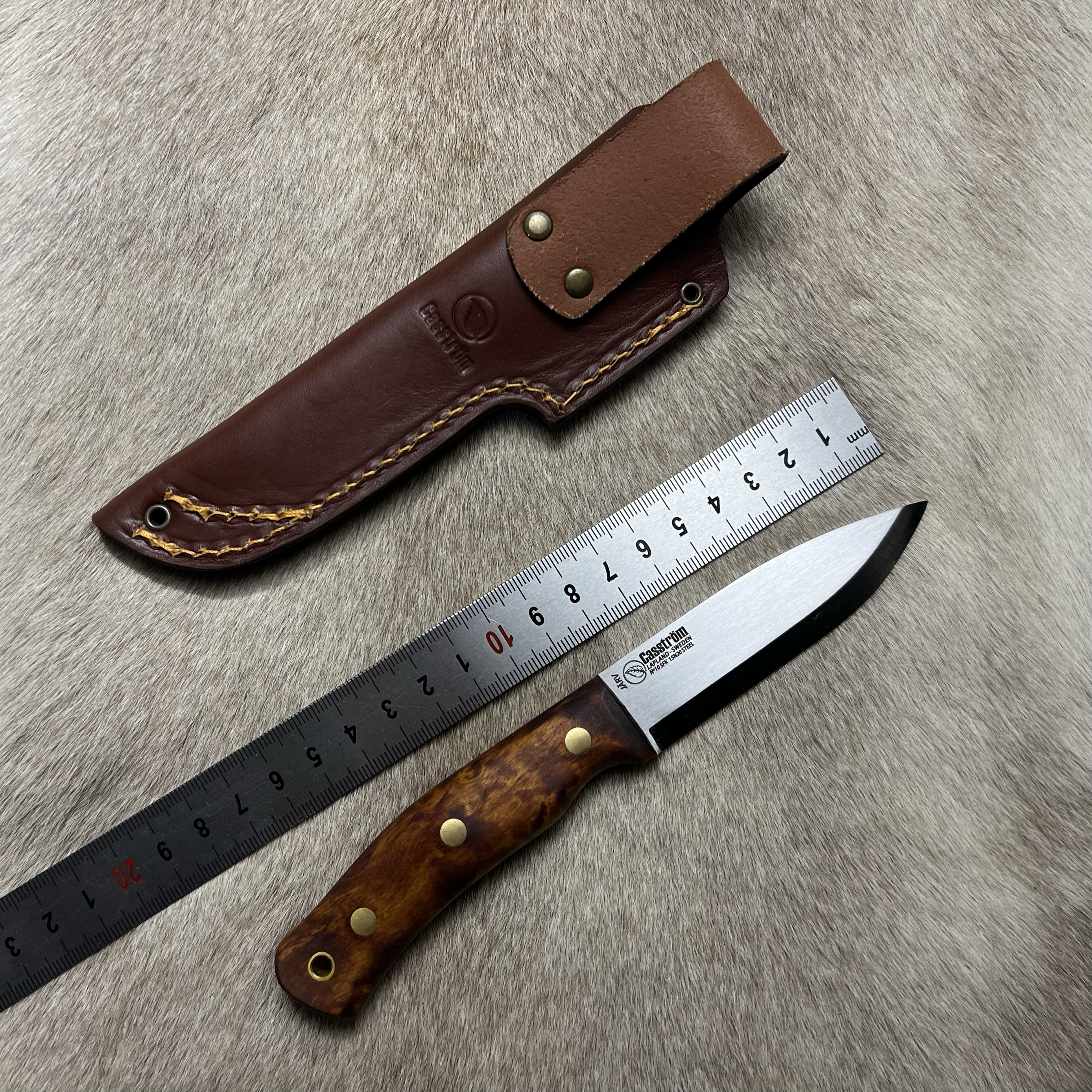 casstrom10号狼獾户外刀多功能直刀歪把子bc露营刀