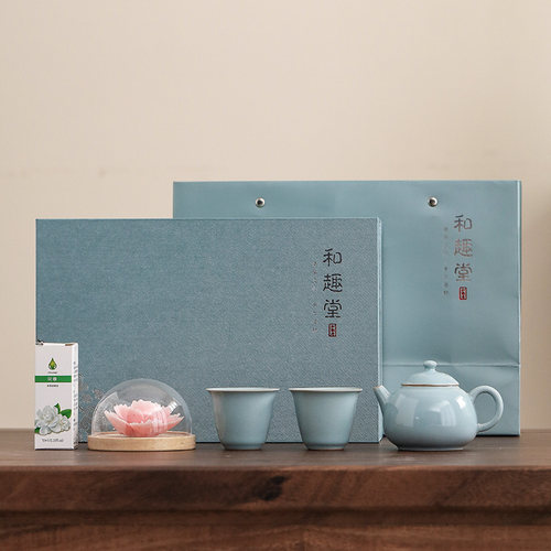 天青汝窑套装瓷花香薰套组