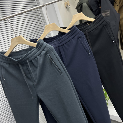 双面细腻绒男士时尚运动加绒卫裤