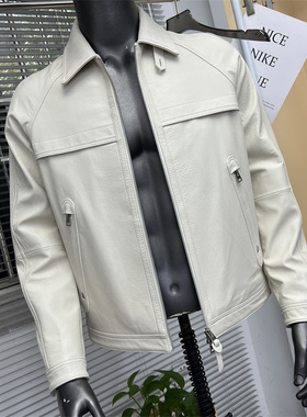 高端限定~木巨15800！琎口山羊皮！男士翻领时尚休闲真皮皮衣夹克