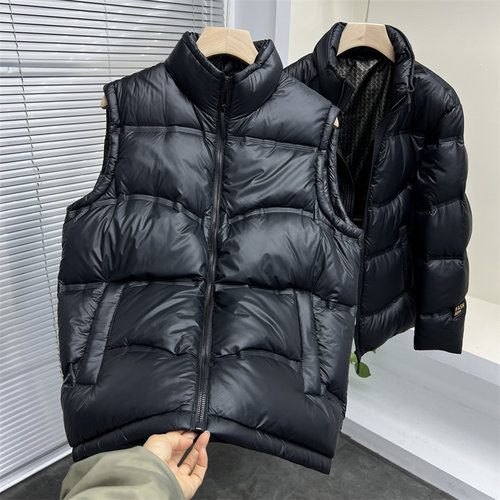 高充绒石墨烯时尚立领羽绒马甲男