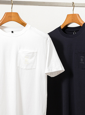 法奢~GIZA45埃及长绒棉材质 男士夏季高端纯色圆领T恤小白T男短袖