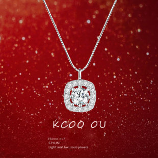 「小方糖」s999纯银方钻项链女轻奢小众高级感送女友闺蜜生日礼物