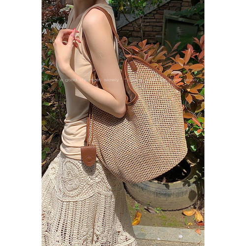 咔咔家夏天度假风草编包托特包