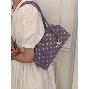 甜美少女波点包腋下包女包2026新款 手提保龄球包大容量包 潮时尚