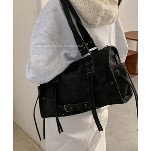 废土风手提机车包包女2025新款 潮韩国复古托特包高级大容量腋下包