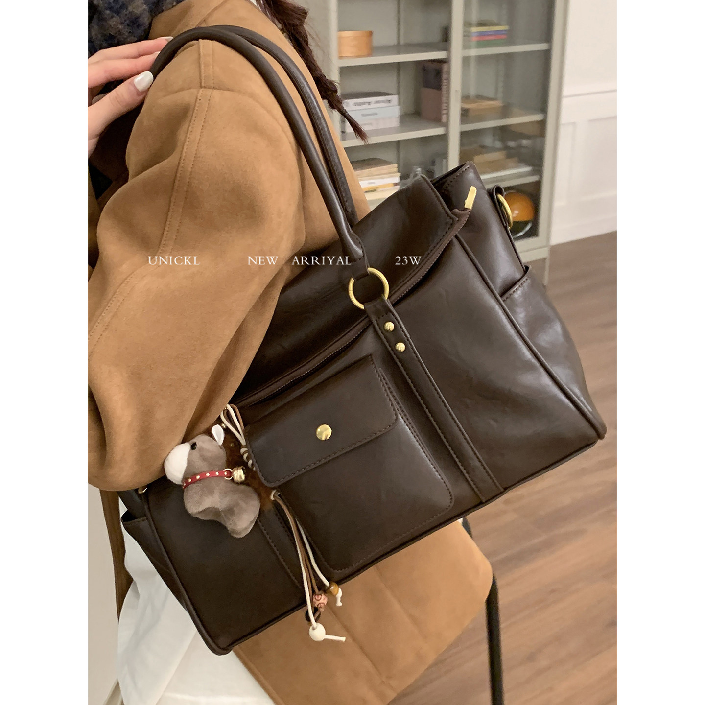 咔咔美拉德复古机车包手提托特包