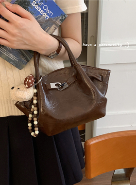 美拉德复古手提菜篮子包包女2025新款潮时尚百搭小托特包斜挎包