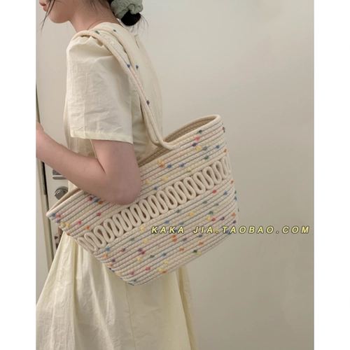 Вязаная сумка ручной работы, вместительная и большая модная сумка на одно плечо, коллекция 2023, премиум класс, в западном стиле