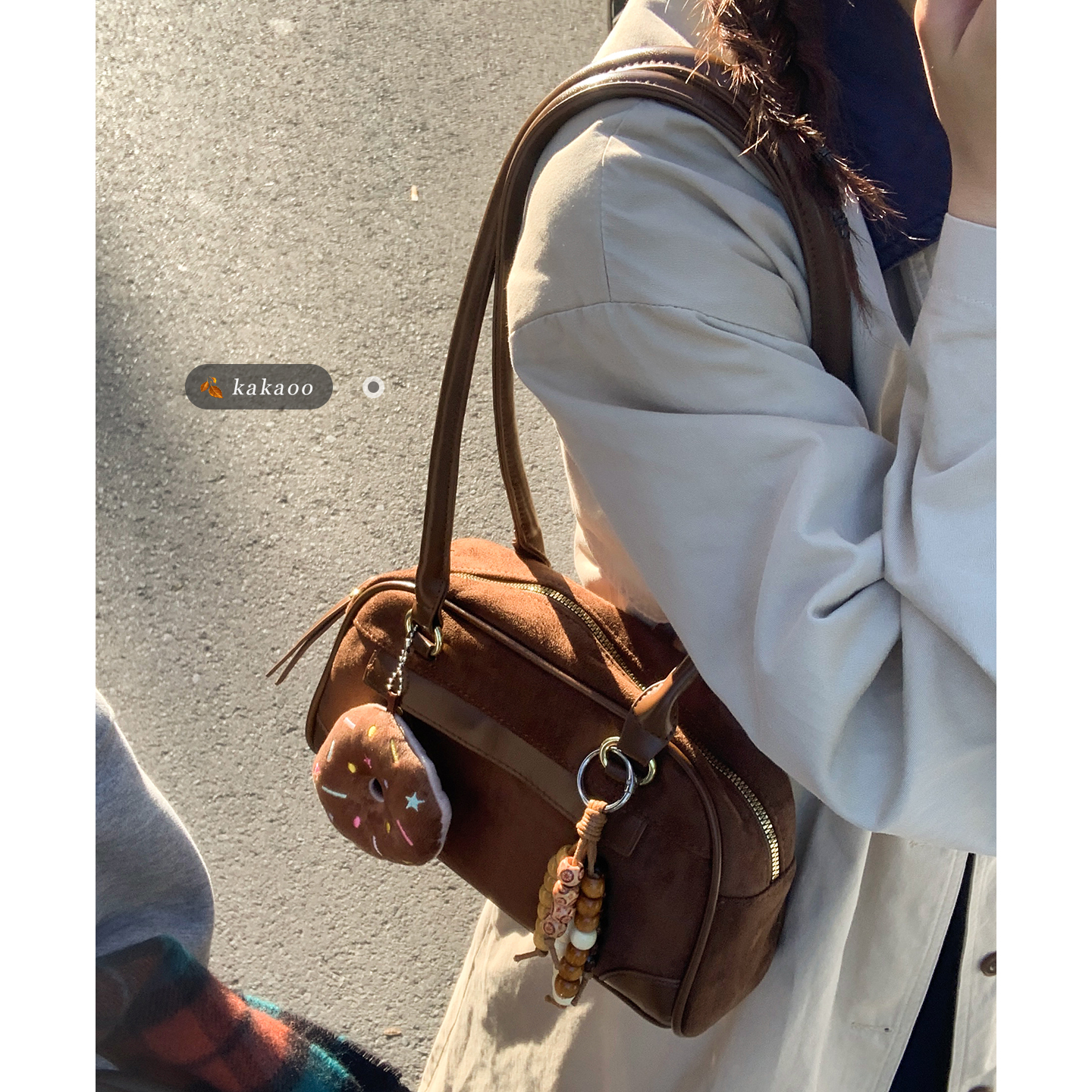 复古麂皮绒腋下包女2025新款
