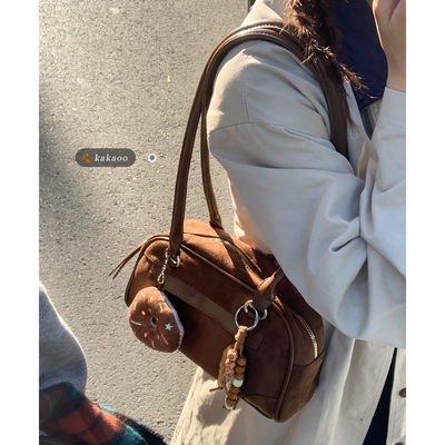 复古麂皮绒腋下包女2025新款
