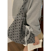 波点单肩包百搭通勤托特包 大容量时尚 夏天帆布包包女式 2024新款