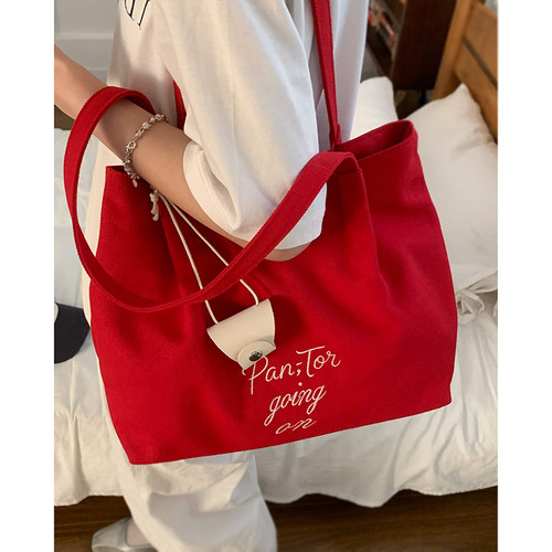 卡乐儿字母帆布包大容量托特包