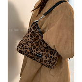 复古麂皮绒豹纹包包女2025新款 潮时尚 小众腋下包高级感手提斜挎包