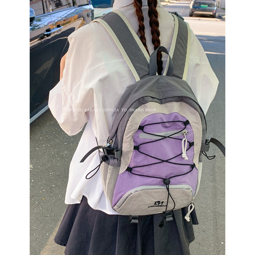 咔咔家学院风尼龙帆布双肩背包