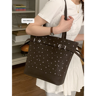 韩国波点腋下包包女2025新款潮时尚懒散风托特包休闲双肩背包