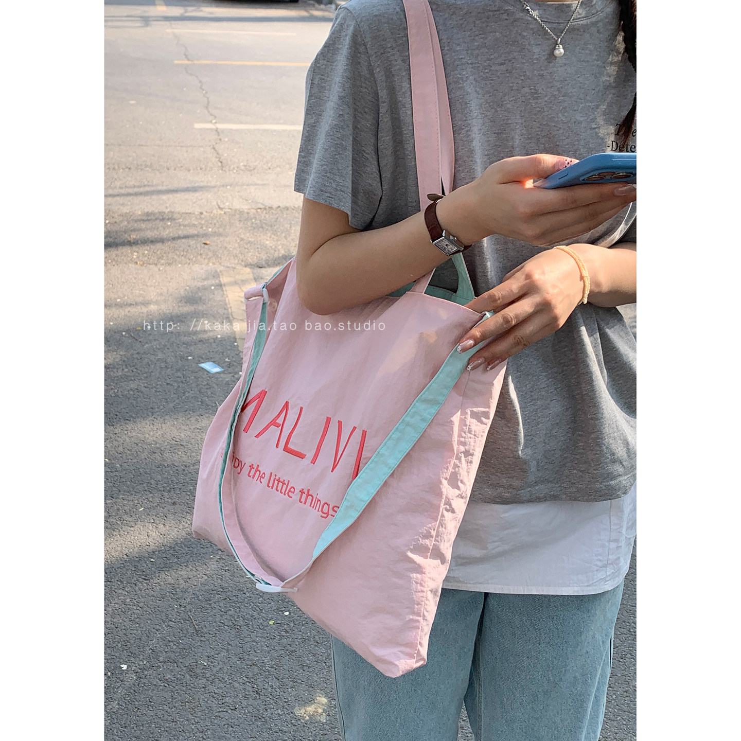 韩国两面背帆布包包女2026新款潮时尚字母托特包休闲大容量购物袋