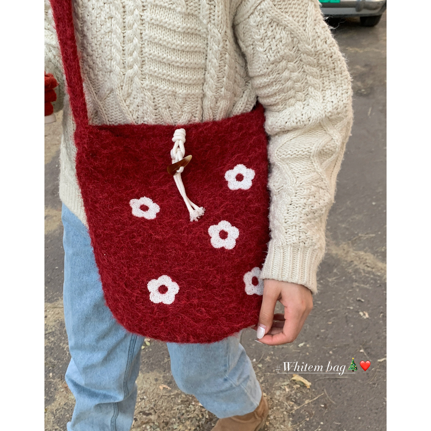 卡乐儿甜美可爱花朵毛绒包托特包