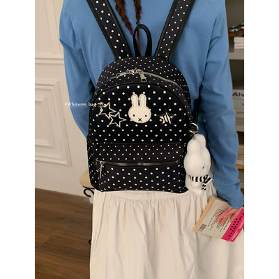 咔咔家感甜美波点米菲兔双肩包