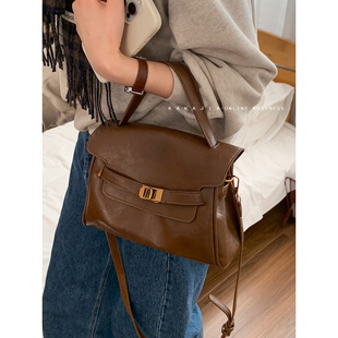 潮时尚 复古手提通勤包包女2025新款 高级感凯莉包百搭单肩斜挎包