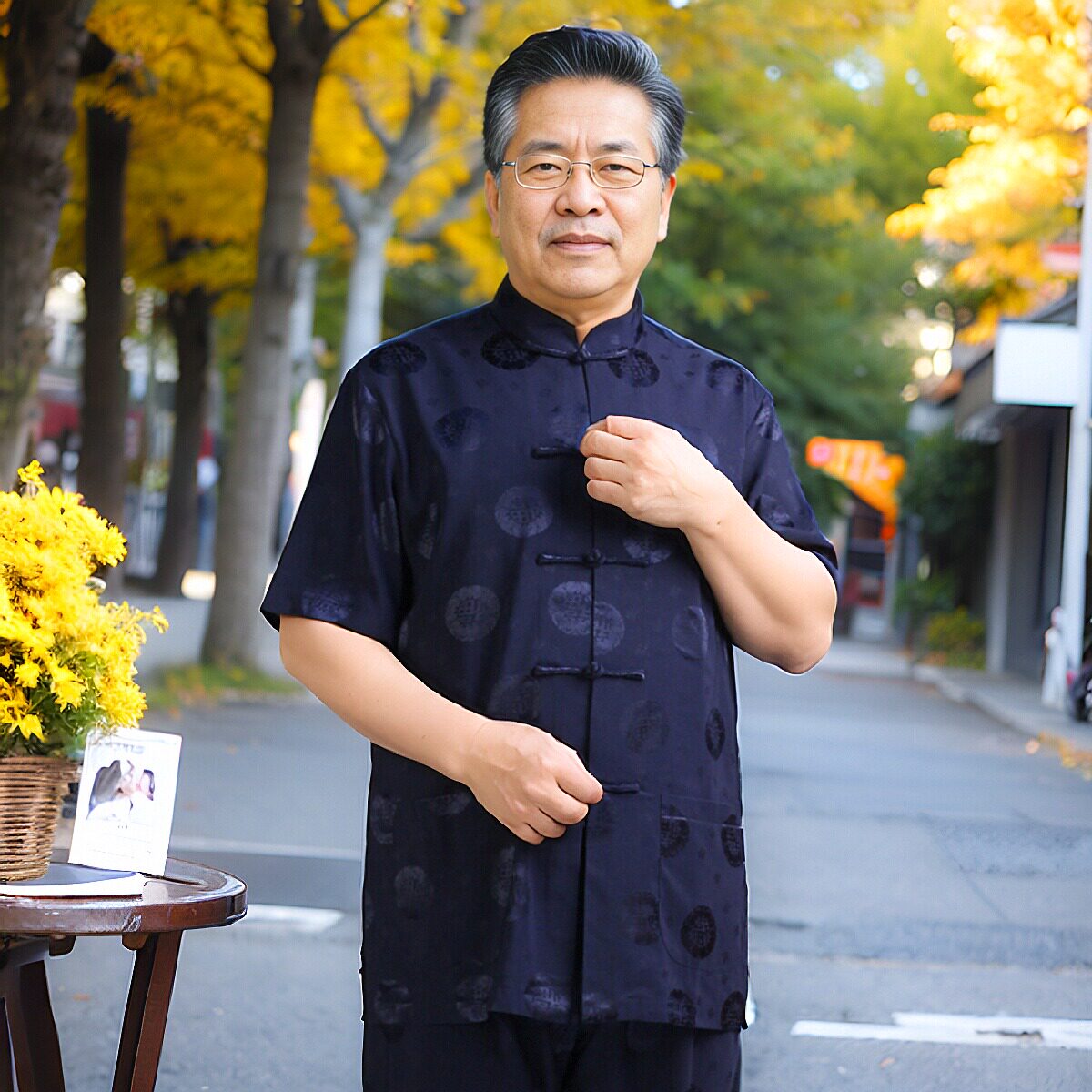 唐装男夏季冰丝短袖中老年人中式爸爸生日爷爷高端夏装中国风套装