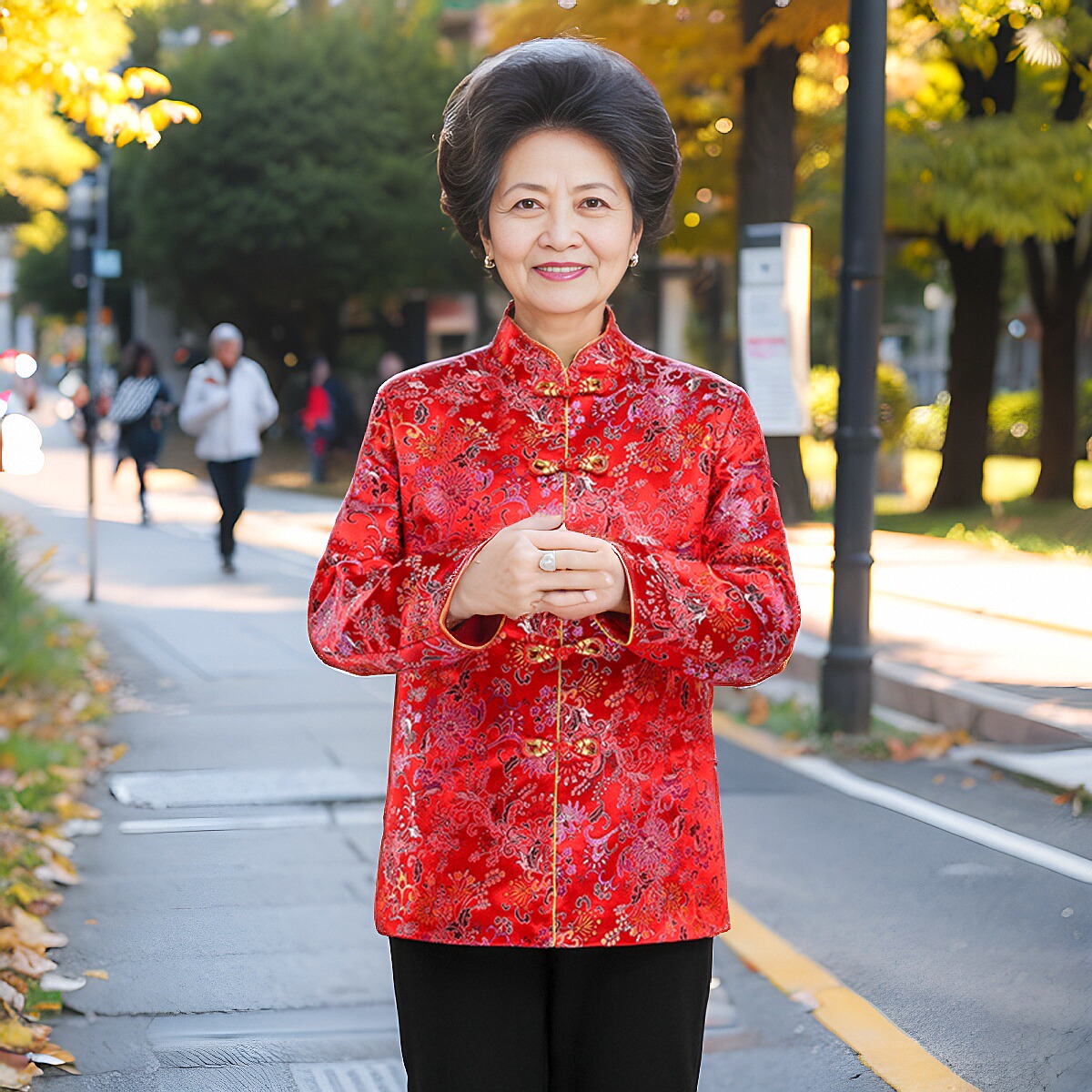 绸缎老奶奶生日喜庆祝寿小棉衣