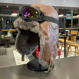 中大童飞行员皮质加绒雷锋帽男女儿童冬季加厚保暖防寒护耳帽防风