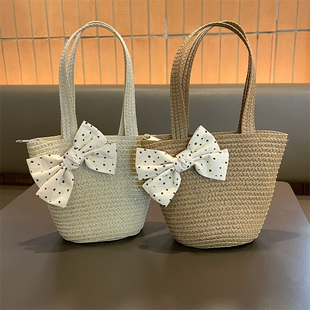 女宝宝小包包春夏季公主钥匙零钱包手工编织儿童草包拉链包斜挎包