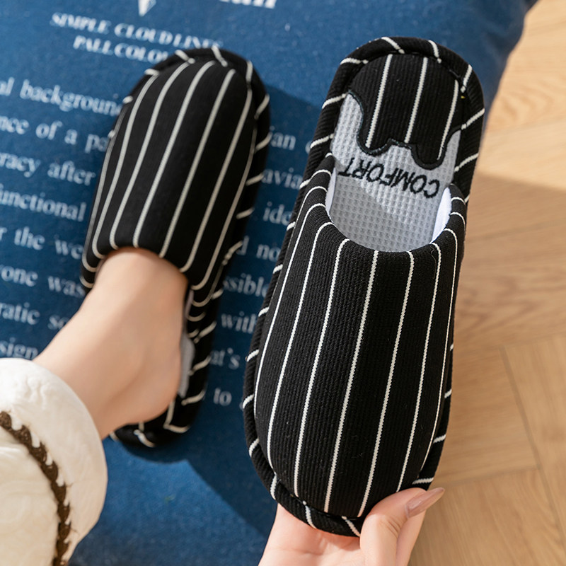 家用拖鞋男士春秋冬季情侣家居四季防滑室内棉麻布亚麻透气厚底女