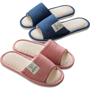 5双家用拖鞋待客人用春秋季男女士防滑棉麻布厚底室内家居家四季6