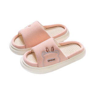 亚麻拖鞋家居女士四季家用情侣室内防滑静音棉麻布地板居家凉拖男